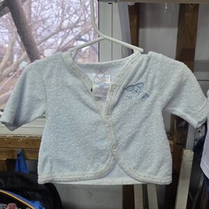 Light Blue Snap-Front Terry Sweater